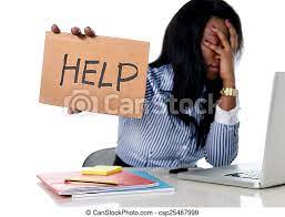 Black african american ethnicity frustrated woman working in stress at  office. Black african american ethnicity tired and | CanStock